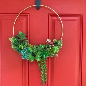 Modern faux succulent wreath